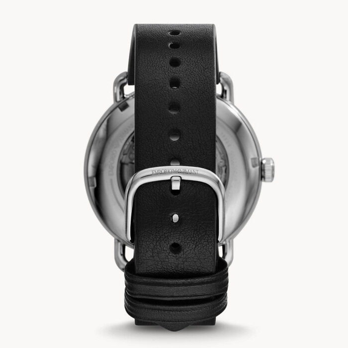 Emporio Armani Meccanico Skeleton Black Dial Black Leather Strap Watch For Men - AR60026 - Image 19